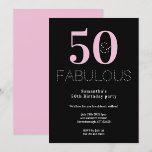 Invitation 50e fête d'anniversaire Black Pink Modern Party