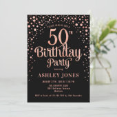 Invitation 50e fête d'anniversaire - Black & Rose Gold (Debout devant)