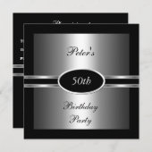 Invitation 50e fête d'anniversaire Black Silver (Devant / Derrière)