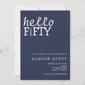 Invitation 50e fête d'anniversaire Bonjour Cinquante moderne (Devant)