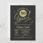 Invitation 50e fête d'anniversaire - Chalkboard Gold (Devant)