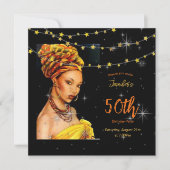 Invitation 50e fête d'anniversaire Couleurs noir et or (Devant)
