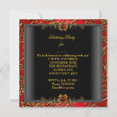 Invitation 50e fête d'anniversaire Damask Rouge Or Noir (Dos)