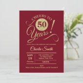 Invitation 50e fête d'anniversaire - Dark Red Gold (Debout devant)