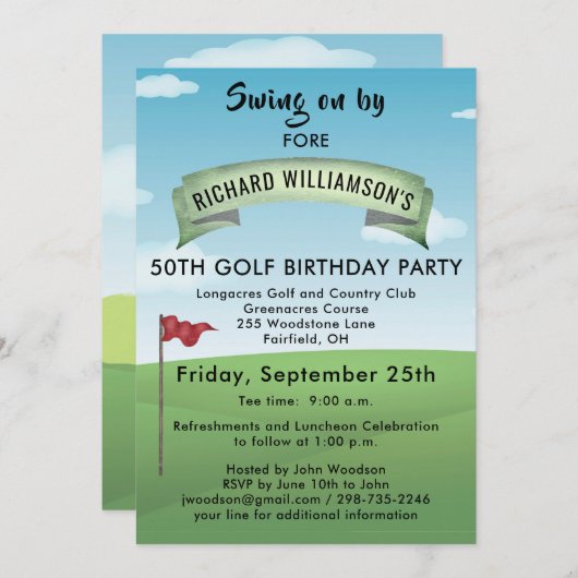 INVITATION 50E FÊTE D'ANNIVERSAIRE DE GOLF AVEC LE TEMPS (Devant / Derrière)
