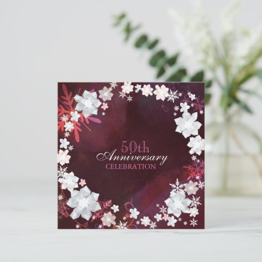 Invitation 50e fête d'anniversaire de mariage d'hiver (Debout devant)