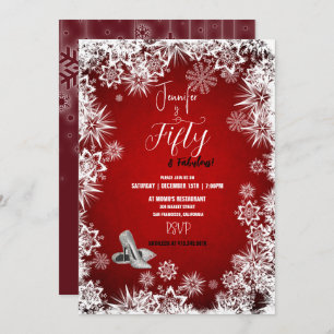 Invitation 50e Fête d'anniversaire d'hiver Flammes de neige r