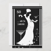 Invitation 50e fête d'anniversaire Diva Art déco noir blanc (Devant)