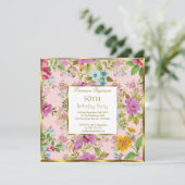Invitation 50e Fête d'anniversaire du jardin floral rose colo (Debout devant)
