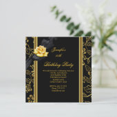 Invitation 50e fête d'anniversaire Elegant Damask Gold Black (Debout devant)