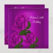 Invitation 50e fête d'anniversaire Elegant Purple Plum Rose 1 (Devant / Derrière)