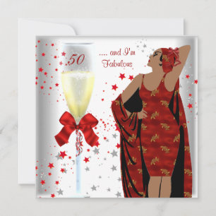 Invitation 50e fête d'anniversaire Fabuleux Retro Diva Rouge 