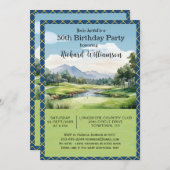 Invitation 50e fête d'anniversaire Fête de Golf pour hommes (Devant / Derrière)