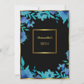 Invitation 50e fête d'anniversaire Gold Blue Flower Floral (Dos)