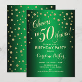 Invitation 50e fête d'anniversaire - Gold Green (Devant / Derrière)