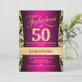 Invitation 50e fête d'anniversaire - Gold Pink Black (Debout devant)