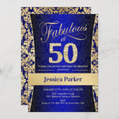 Invitation 50e fête d'anniversaire - Gold Royal Blue (Devant / Derrière)