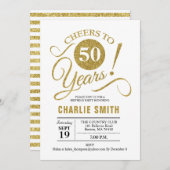 Invitation 50e fête d'anniversaire - Gold White (Devant / Derrière)