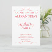 Invitation 50e fête d'anniversaire minimal rose moderne rouge (Debout devant)