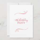 Invitation 50e fête d'anniversaire minimal rose moderne rouge (Dos)