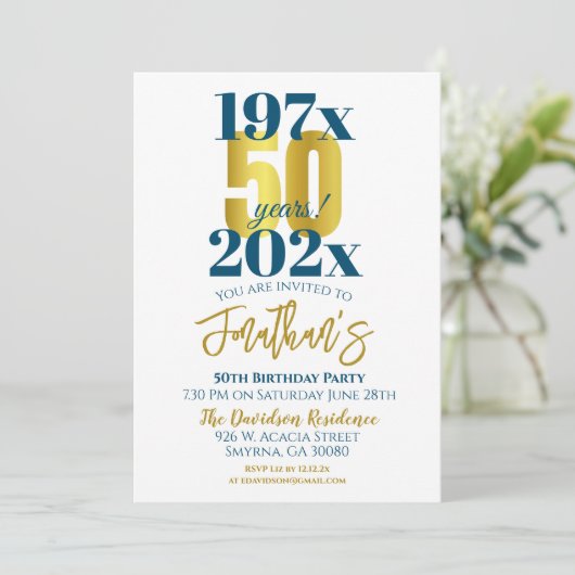 Invitation 50e fête d'anniversaire Moderne (Debout devant)