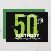 Invitation 50e fête d'anniversaire moderne Green and Black W1 (Devant / Derrière)