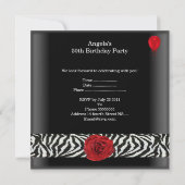 Invitation 50e fête d'anniversaire Noir Blanc Rouge Rose Zèbr (Dos)
