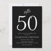Invitation 50e fête d'anniversaire Noir et blanc (Devant)