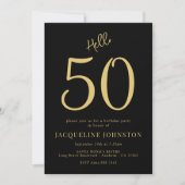 Invitation 50e fête d'anniversaire Noir et Or (Devant)