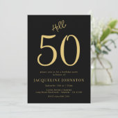 Invitation 50e fête d'anniversaire Noir et Or (Debout devant)