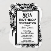 Invitation 50e fête d'anniversaire noire et blanche (Devant / Derrière)