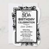 Invitation 50e fête d'anniversaire noire et blanche (Devant)