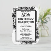 Invitation 50e fête d'anniversaire noire et blanche (Debout devant)