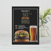 Invitation 50e fête d'anniversaire pour hommes Jardin barbecu (Debout devant)