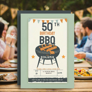 Invitation 50e fête d'anniversaire pour hommes Jardin BBQ Rus