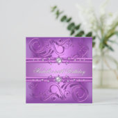 Invitation 50e fête d'anniversaire Purple Pink Pearl Bijou fl (Debout devant)