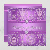 Invitation 50e fête d'anniversaire Purple Pink Pearl Damask (Devant / Derrière)