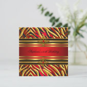 Invitation 50e fête d'anniversaire Red Zebra Gold Black (Debout devant)