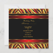 Invitation 50e fête d'anniversaire Red Zebra Gold Black (Dos)