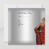 Invitation 50e fête d'anniversaire Retro Diva Art déco Argent (Dos)