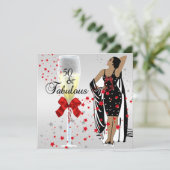 Invitation 50e fête d'anniversaire Retro Diva Art déco Rouge  (Debout devant)