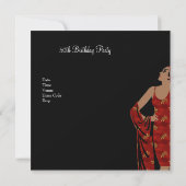 Invitation 50e fête d'anniversaire Retro Diva Art déco Rouge  (Dos)