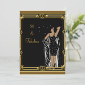 Invitation 50e fête d'anniversaire Retro Diva deco Noir Blanc (Debout devant)