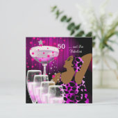 Invitation 50e fête d'anniversaire Retro Diva Fabulous Pink (Debout devant)