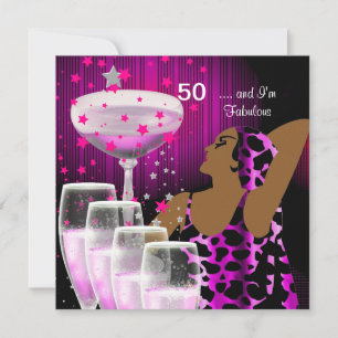 Invitation 50e fête d'anniversaire Retro Diva Fabulous Pink