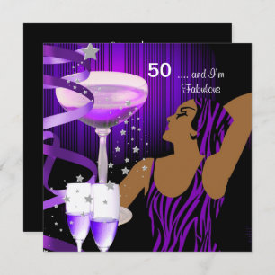 Invitation 50e fête d'anniversaire Retro Diva Fabulous Purple