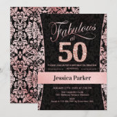 Invitation 50e fête d'anniversaire - Rose Gold Black (Devant / Derrière)