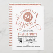 Invitation 50e fête d'anniversaire - Rose Gold White (Devant / Derrière)