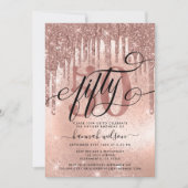 Invitation 50e fête d'anniversaire Rose Parties scintillant d (Devant)