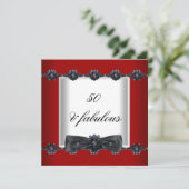 Invitation 50e fête d'anniversaire Rouge Noir Blanc Bijoux Bo (Debout devant)